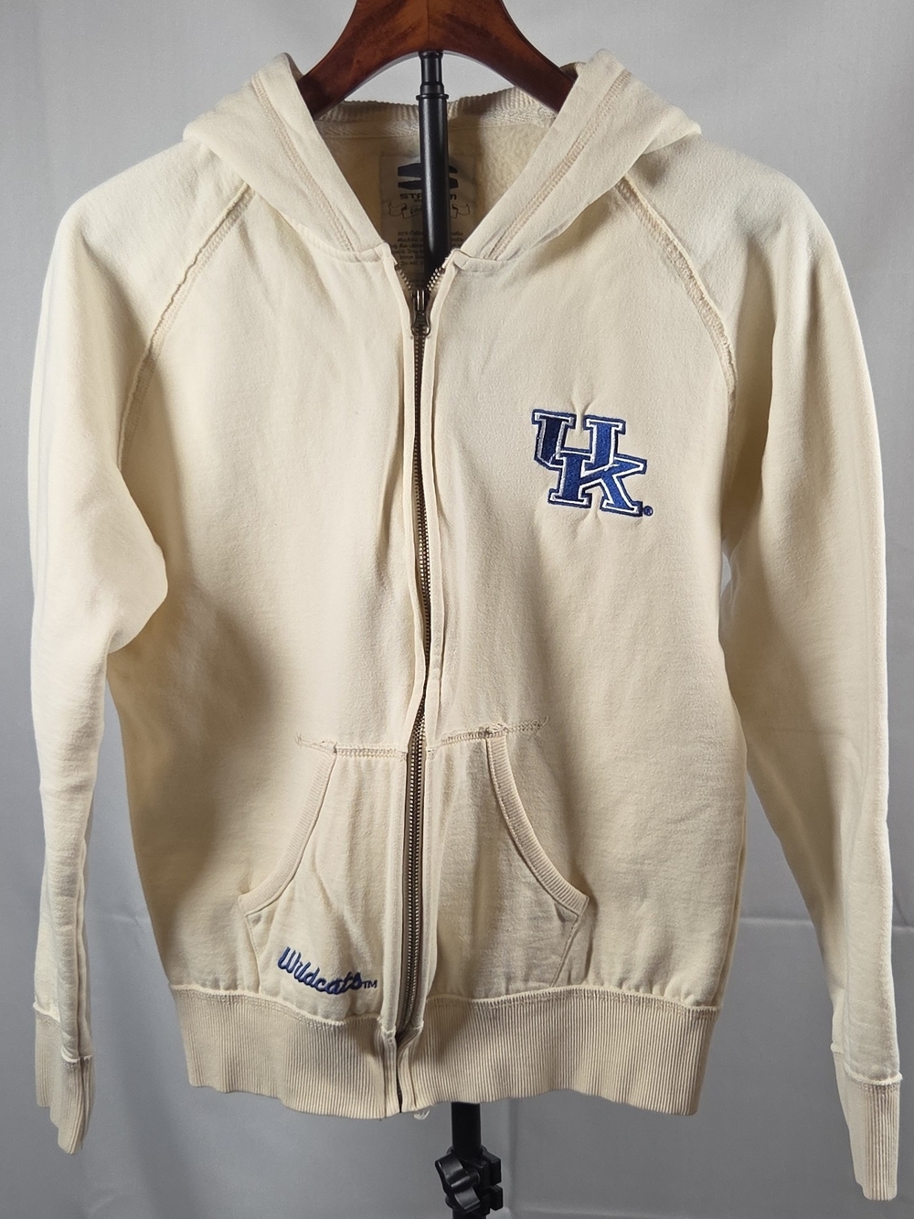 Kentucky Embroidered Cream  Zip Hoodie Womens's Jounior Size L